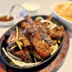 Full order of lamb chops. (A smaller serving is available)