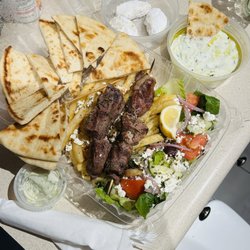 Greek Island Grill - Tzatziki Appetizer, Lamb kabob Platter