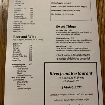 Riverfront Restaurant - Riverfront's Menu - American Near Me - Chilhowie, Virginia