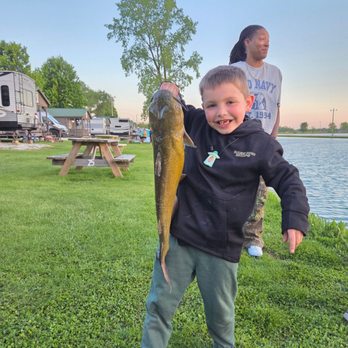 Mystic Waters Family Campground - My son's first catfish - Campgrounds Near Me - Pendleton, Indiana