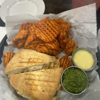 Mi Amiche - Chicken Pesto Panini SWEET POTATO FRIES - Italian Near Me - Mooresville, North Carolina Mi Amiche - Chicken Pesto Panini SWEET POTATO FRIES - Italian Near Me - Mooresville, North Carolina