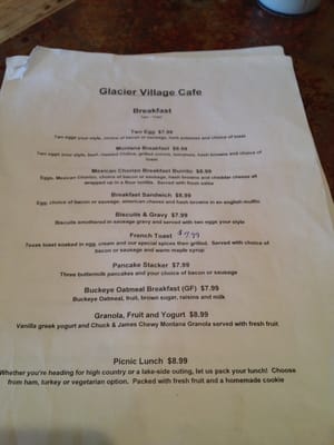 Menu photo 4 Alpenglow Restaurant East Glacier Park, MT