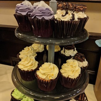 Sweet New Creations - Cupcake tower with ube macapuno, pandan, chocolate brownie, and mango - Cupcakes Near Me - Raritan, New Jersey