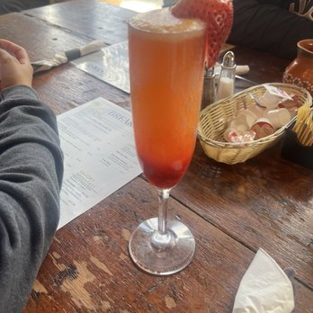 Tulum Mexican Kitchen - Mimosa with orange juice and strawberry - Mexican Near Me - San Jose, California