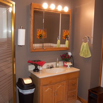 Browning Lambert ATV Resort - House bathroom vanity & large shower (2 bath & 2wash clothes per person).  Also provided is a starter supply of shampoo and body wash. - Guest Houses Near Me - Rock, West Virginia