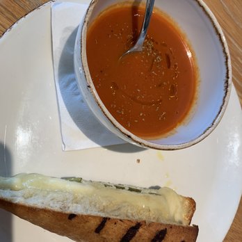Small Batch - Tomato soup with a grilled cheese sandwich. Whole portion split in half. - New American Near Me - Garden City, New York