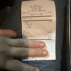 KFC - My cut off receipt.