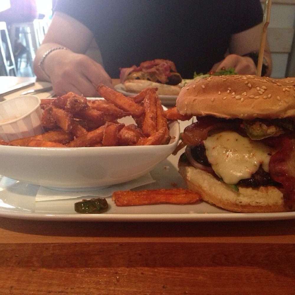 Frankie's - Smokin' hot honey with sweet potato fries - Breakfast & Brunch Near Me - Toronto, Ontario Frankie's - Smokin' hot honey with sweet potato fries - Breakfast & Brunch Near Me - Toronto, Ontario