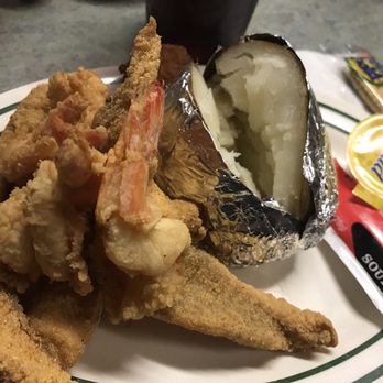 Roy's Catfish Hut - Catfish and shrimp platter with baked potato - Seafood Near Me - Kinder, Louisiana Roy's Catfish Hut - Catfish and shrimp platter with baked potato - Seafood Near Me - Kinder, Louisiana