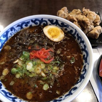 Kosuke - Kuro Ramen with popcorn chicken on the side - Ramen Near Me - Alhambra, California