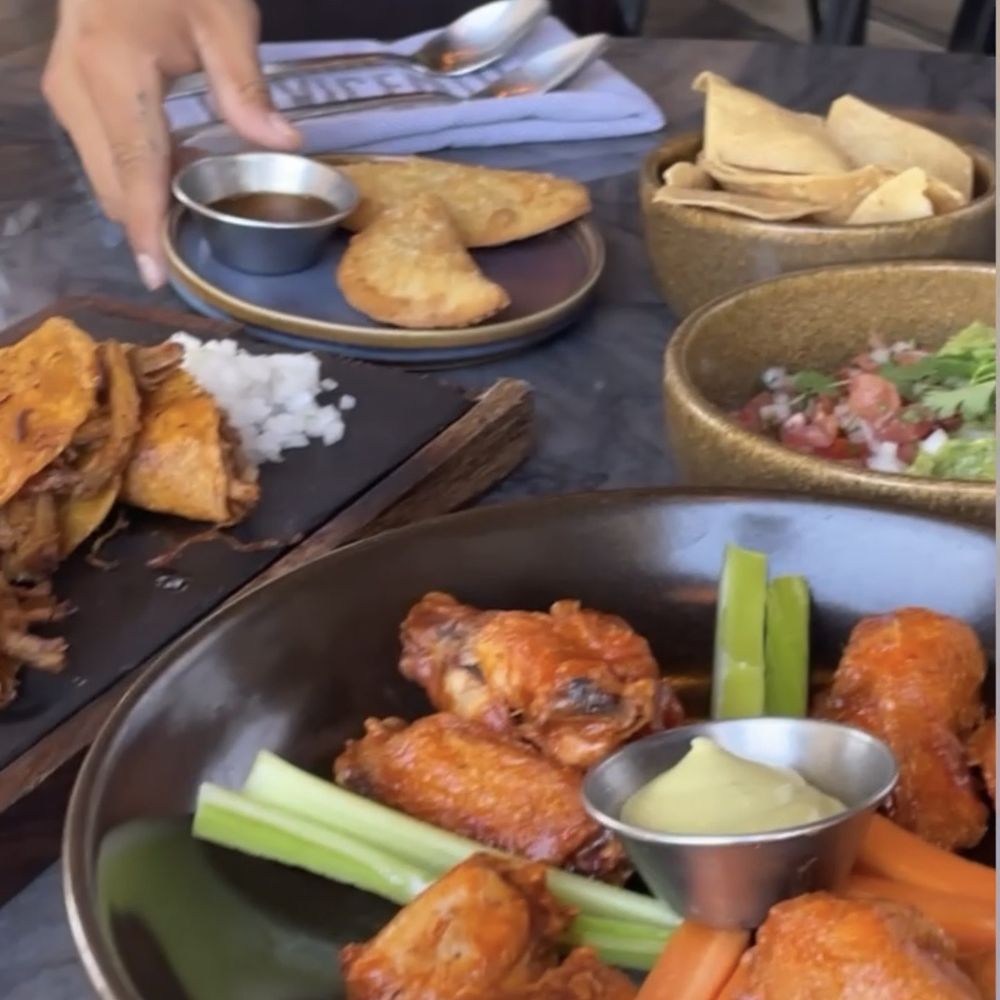 Wings, Birria tacos, Guac, Empanadas