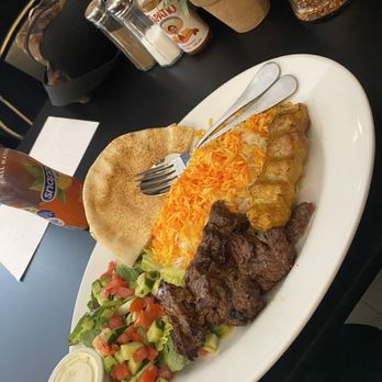 Rafo's Cafe - Beef and Chicken Lule Plate with Beef Kabob a la Carte - Pizza Near Me - Burbank, California