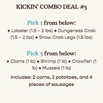 The Kickin' Crab - What is supposed to come with combo #3. - Cajun/Creole Near Me - Orange, California