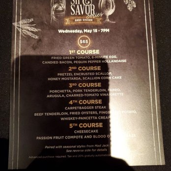 Dukes Chophouse - The menu for the Sip and Savor. - Lounges Near Me - Schenectady, New York