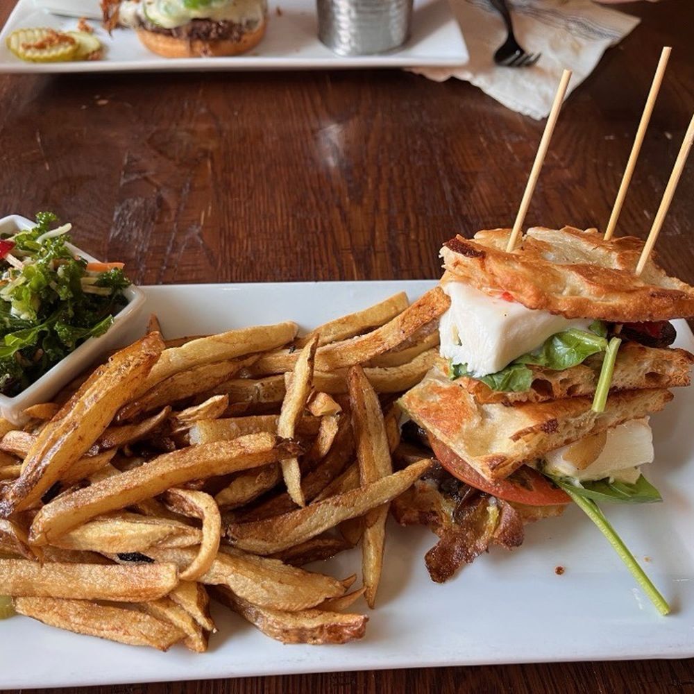 Black Fork Bistro - Portabella Pinsa Melt with fries and a kale salad - Salad Near Me - Loudonville, Ohio