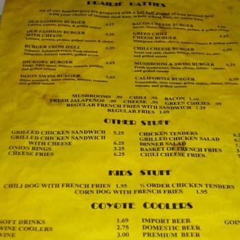 Coyote Bluff Cafe - menu - Burgers Near Me - Amarillo, Texas