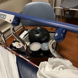 New York Presbyterian Hospital - Westchester - No tray table. This is the way they left my breakfast tray and thought it was ok
