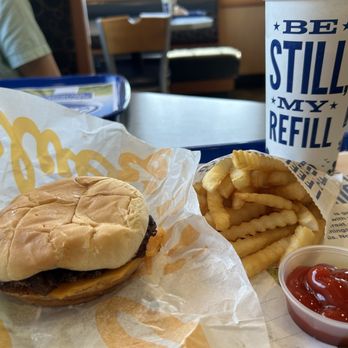 Culver's - Single butter burger with cheese, fries, and iced tea - Burgers Near Me - Sheboygan, Wisconsin