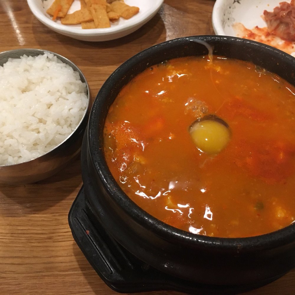 Myung Ga Tofu and BBQ - Spicy Beef Soondubu, freshly cracked egg - Korean Near Me - Closter, New Jersey