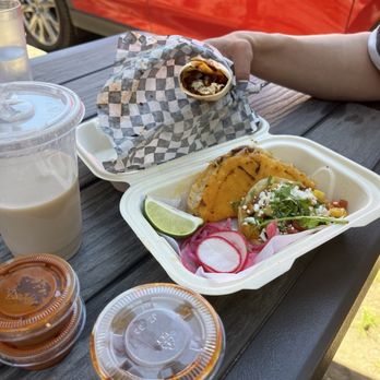 Taco El Lago - Queso birria, squash taco and breakfast burrito with chorizo - Mexican Near Me - Seattle, Washington