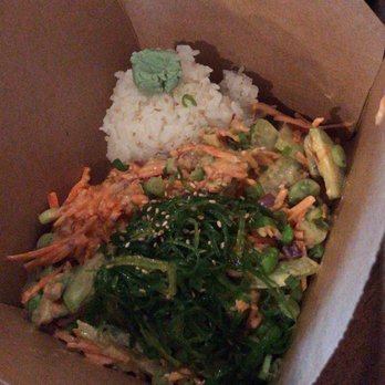 Moar Tea & Poke - Spicy salmon poke with rice, seaweed salad, wasabi and assorted veggies - Poke Near Me - Indianapolis, Indiana Moar Tea & Poke - Spicy salmon poke with rice, seaweed salad, wasabi and assorted veggies - Poke Near Me - Indianapolis, Indiana