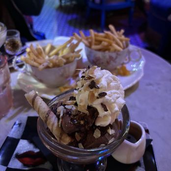 Drip Affogato Bar Nola - Chocolate pie gelato with espresso to drown it in. French fry flight in the background. Amazing! - Gelato Near Me - New Orleans, Louisiana Drip Affogato Bar Nola - Chocolate pie gelato with espresso to drown it in. French fry flight in the background. Amazing! - Gelato Near Me - New Orleans, Louisiana