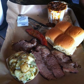 Fette Sau - 1/2lb brisket, sausage link, large baked beans, small potato salad - Barbeque Near Me - Brooklyn, New York Fette Sau - 1/2lb brisket, sausage link, large baked beans, small potato salad - Barbeque Near Me - Brooklyn, New York