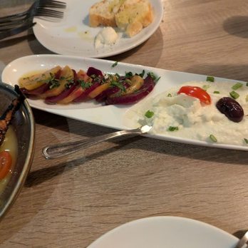 Plateia Mediterranean Kitchen Bar - Beets with delicious garlic spread - Bars Near Me - Glenview, Illinois Plateia Mediterranean Kitchen Bar - Beets with delicious garlic spread - Bars Near Me - Glenview, Illinois