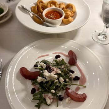 Dolce Restaurant - Poached Pear Salad and Calamari - Italian Near Me - Flemington, New Jersey