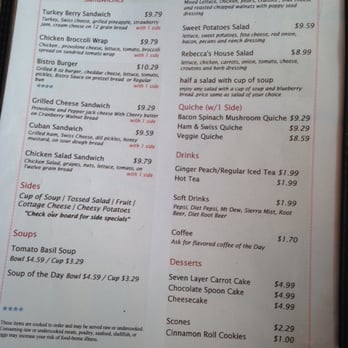 Rebecca's Bistro - menu - Cafes Near Me - Walnut Creek, Ohio