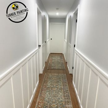 Turner Painting - Wood accent in hallway installed, painted walls and trim. Bedroom doors and ceiling painted - Painters Near Me - Middletown, Ohio Turner Painting - Wood accent in hallway installed, painted walls and trim. Bedroom doors and ceiling painted - Painters Near Me - Middletown, Ohio
