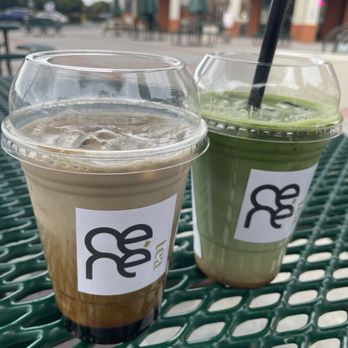 Ceré Tea - Left: kokuto Hojicha latte Right: Earl Gray Matcha latte - Bubble Tea Near Me - Milpitas, California Ceré Tea - Left: kokuto Hojicha latte Right: Earl Gray Matcha latte - Bubble Tea Near Me - Milpitas, California