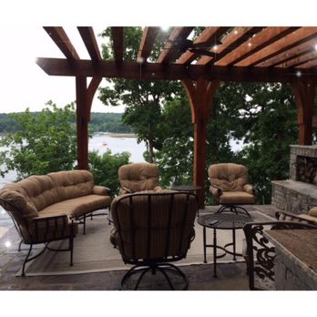Signature Pools - seating area overlooking lake - Landscaping Near Me - Bixby, Oklahoma