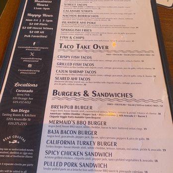 Coronado Brewing - Menu - Brewpubs Near Me - San Diego, California