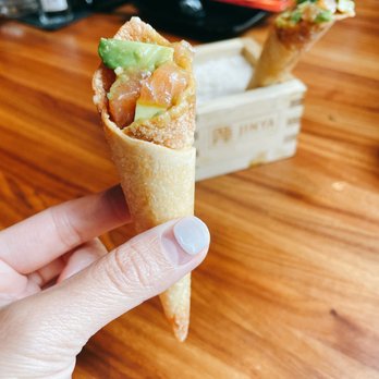 JINYA Ramen Bar - Reston - Salmon Cone appetizer - Tapas/Small Plates Near Me - Reston, Virginia JINYA Ramen Bar - Reston - Salmon Cone appetizer - Tapas/Small Plates Near Me - Reston, Virginia