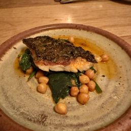 GRILLED BRANZINO * spinach, chickpeas basquiase peppers