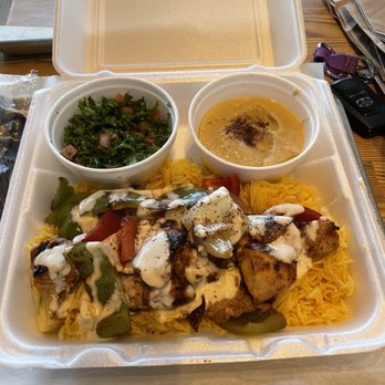 Habibi Grill - Sheesh Tawook Plate with taboula and hummus as my sides. Really good! - Halal Near Me - La Mirada, California Habibi Grill - Sheesh Tawook Plate with taboula and hummus as my sides. Really good! - Halal Near Me - La Mirada, California