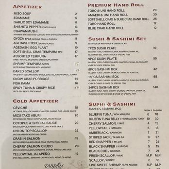 Taberu Sushi - Menu - Japanese Near Me - Santa Ana, California Taberu Sushi - Menu - Japanese Near Me - Santa Ana, California