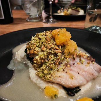 Jake's - Pistachio crusted grouper - New American Near Me - Del Mar, California Jake's - Pistachio crusted grouper - New American Near Me - Del Mar, California