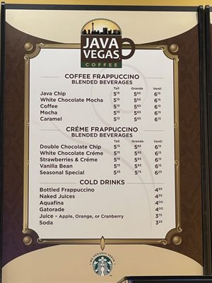 Menu photo 2 Java Vegas - Gold Coast Las Vegas, NV