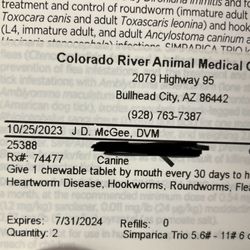 Colorado River Animal Medical Center - Expired Medication.