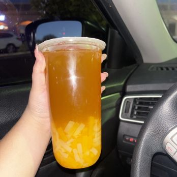 Boba All Day - Mango fruit tea with mango and coconut jelly (half sweet) - Bubble Tea Near Me - Henderson, Nevada Boba All Day - Mango fruit tea with mango and coconut jelly (half sweet) - Bubble Tea Near Me - Henderson, Nevada