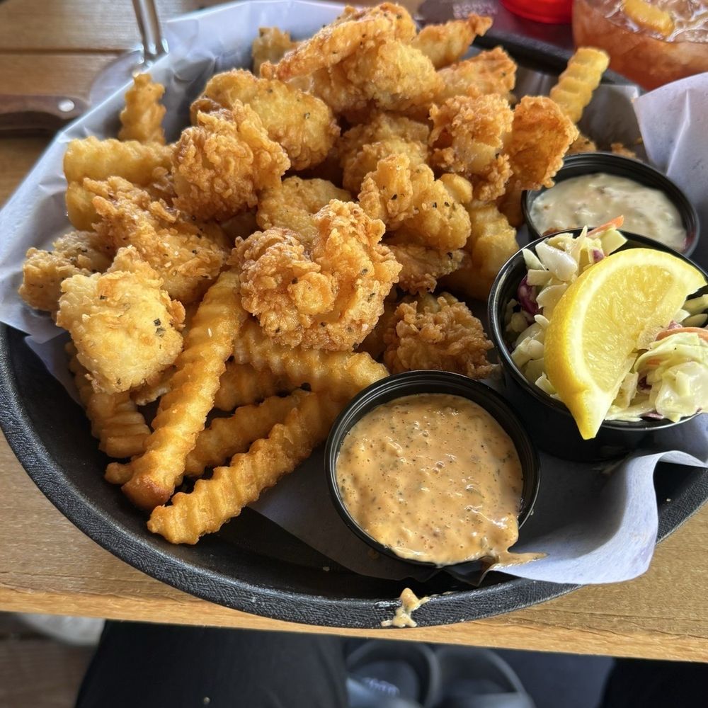Tiki Docks Riverview - Fried basket , shrimp , grouper and scallop - Salad Near Me - Riverview, Florida Tiki Docks Riverview - Fried basket , shrimp , grouper and scallop - Salad Near Me - Riverview, Florida