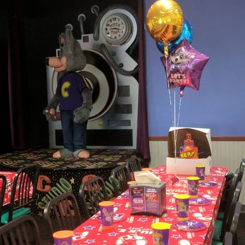 Chuck E. Cheese - Party set up. Cake from Cake Goddess - Pizza Near Me - Baton Rouge, Louisiana Chuck E. Cheese - Party set up. Cake from Cake Goddess - Pizza Near Me - Baton Rouge, Louisiana