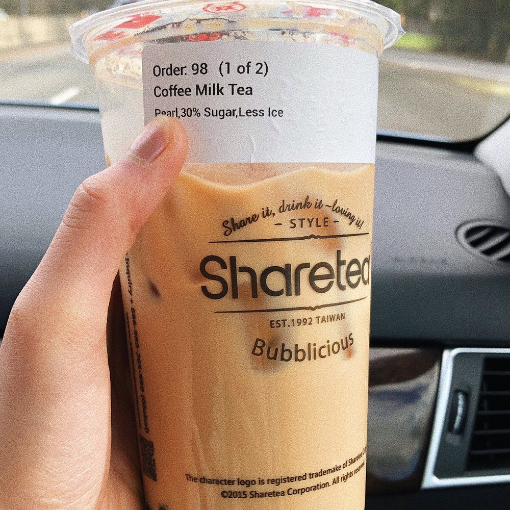 Sharetea - Their recommendation: coffee milk tea with boba (30% sugar, less ice) ($5) - Bubble Tea Near Me - Beaverton, Oregon Sharetea - Their recommendation: coffee milk tea with boba (30% sugar, less ice) ($5) - Bubble Tea Near Me - Beaverton, Oregon