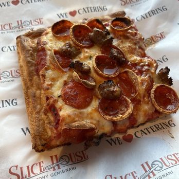 Slice House by Tony Gemignani - Detroit Traditional. Pepperoni and sausage. - Pizza Near Me - Meridian, Idaho Slice House by Tony Gemignani - Detroit Traditional. Pepperoni and sausage. - Pizza Near Me - Meridian, Idaho