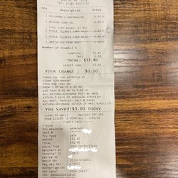 CTown Supermarkets - Official receipt showing the purchase details, date, time, and the clerk's name.