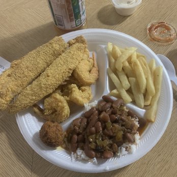 Hole In One Cafe - Shrimp and fish, red beans and rice with fries! - American Near Me - Lufkin, Texas Hole In One Cafe - Shrimp and fish, red beans and rice with fries! - American Near Me - Lufkin, Texas