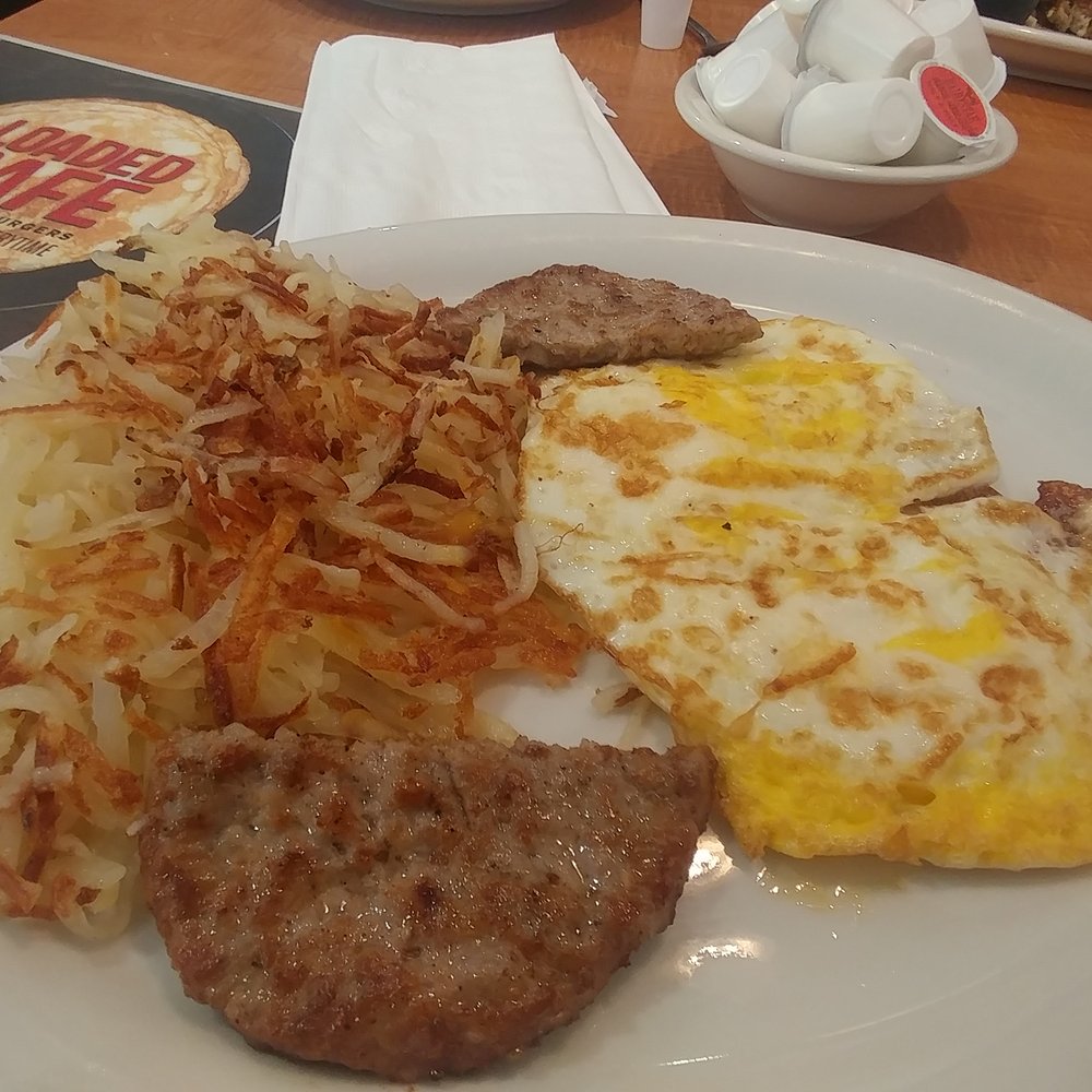 Loaded Cafe - Long Beach - 2 eggs over hard, sausage, and hashbrowns, A - American Near Me - Long Beach, California Loaded Cafe - Long Beach - 2 eggs over hard, sausage, and hashbrowns, A - American Near Me - Long Beach, California