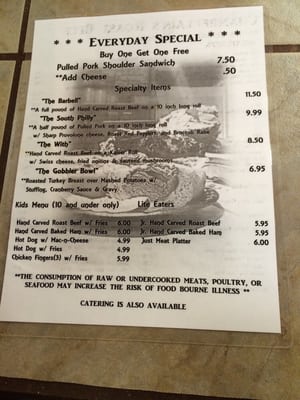 Menu photo 3 Chamberlain's Roast Beef Bethel Township, PA
